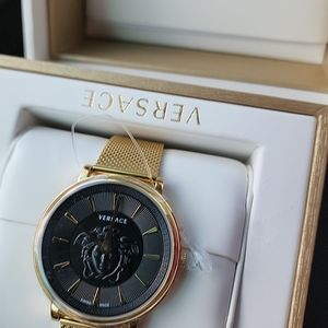 Versace Gold "V" Circle Watch